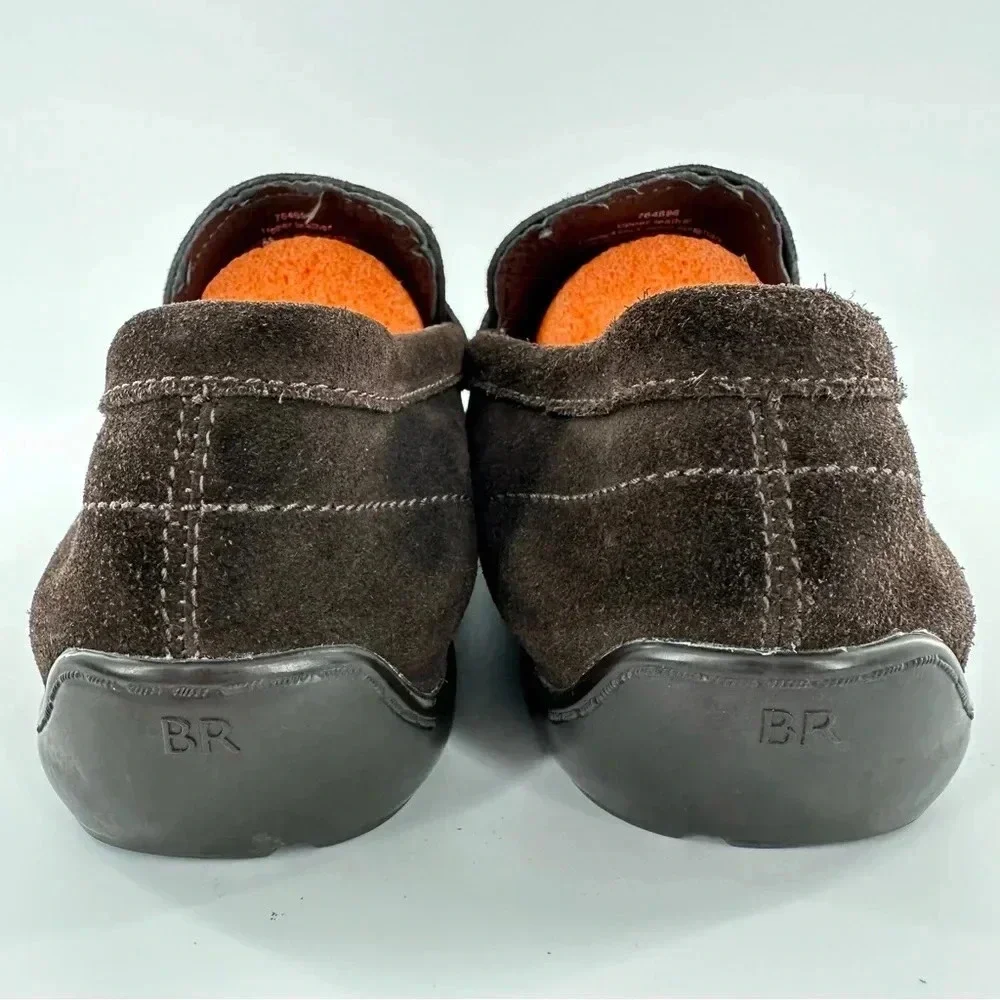 Banana Republic mens flats 9 chocolate brown suede square toe driving loafers